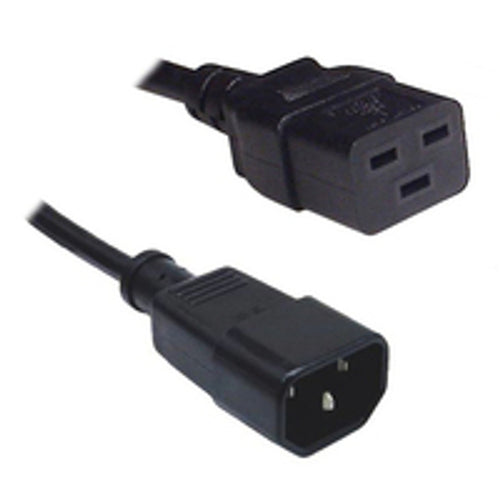 RackPower CM2CC040-12 - 10A C14 IEC plug to 16A C19 IEC socket on 0.4m 1.5mm2 Black lead (WARNING -Use with max 10A 2400W rated equipment only)