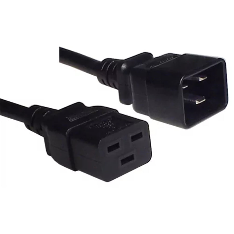 RackPower CM2CC1000 - 16A C20 IEC-Stecker auf 16A C19 IEC-Buchse an 10m 1.5mm2 Schwarzem Kabel