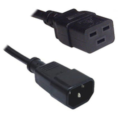 RackPower CM2CC200-12 - 10A C14 IEC plug to 16A C19 IEC socket on 2m 1.5mm2 Black lead (WARNING -For use with 10A rated equipment only)