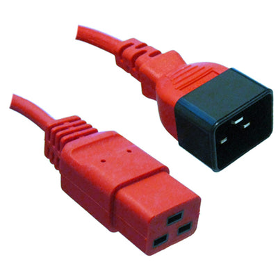RackPower CM2CC200R - 16A C20 IEC plug to 16A C19 IEC socket on 2m 1.5mm2 Red lead