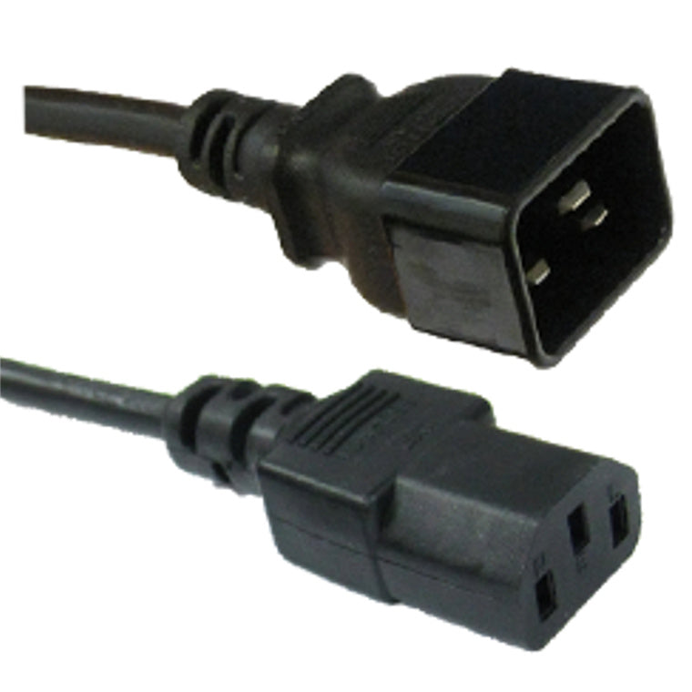 RackPower 16A C20 IEC plug to 10A C13 IEC socket on 3m 1.5mm2 Black lead