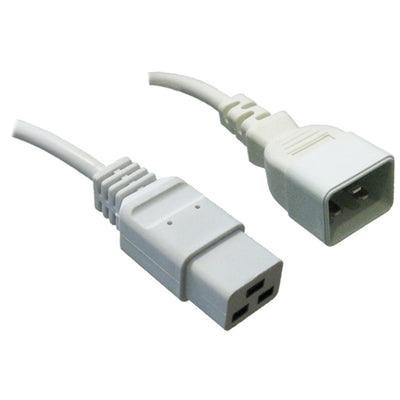 RackPower CM2CC300W - 16A C20 IEC plug to 16A C19 IEC socket on 3m 1.5mm2 White lead