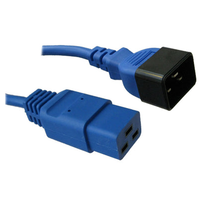 RackPower CM2CC400B - 16A C20 IEC plug to 16A C19 IEC socket on 4m 1.5mm2 Blue lead