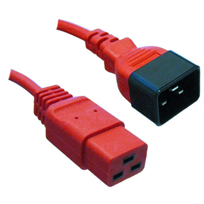 RackPower CM2CC400R - 16A C20 IEC plug to 16A C19 IEC socket on 4m 1.5mm2 red lead