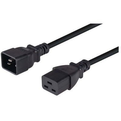 RackPower CM2CC500 - 16A C20 IEC plug to 16A C19 IEC socket on 5m 1.5mm2 Black lead