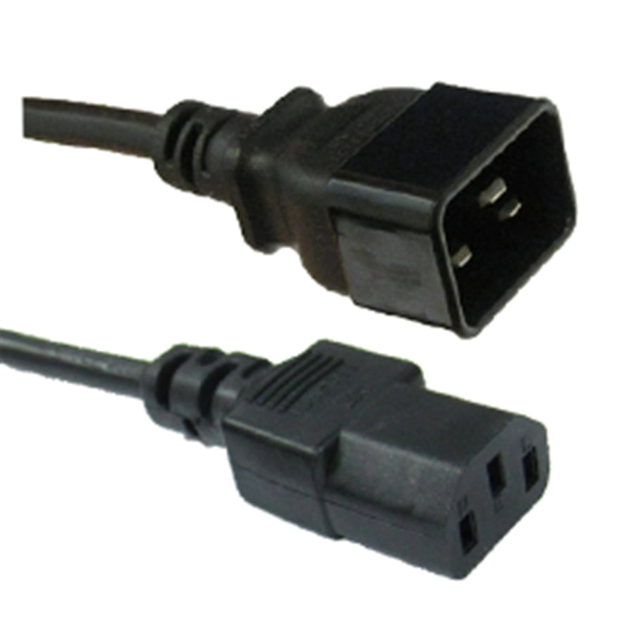 RackPower CM2CC500-21 - 16A C20 IEC-Stecker auf 10A C13 IEC-Buchse an 5m 1.5mm2 Schwarzem Kabel
