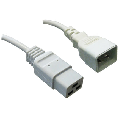 RackPower CM2CC500W - 16A C20 IEC plug to 16A C19 IEC socket on 5m 1.5mm2 White lead