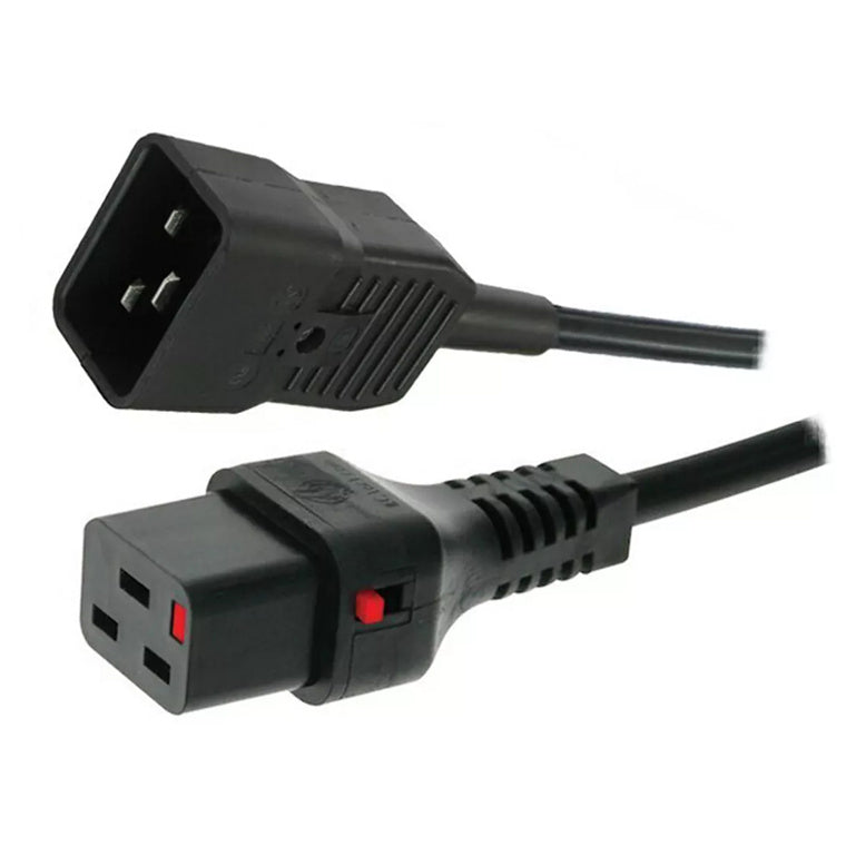 CM2CK100 - 16A C20 IEC-Stecker auf 16A C19 IEC-Lock-Buchse, 1m, 1,5mm² schwarzes Kabel