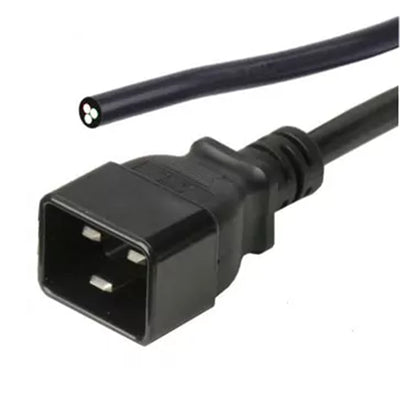 RackPower CM2CX100 - 16A C20 IEC plug to bare end on 1m 1.5mm2 black lead