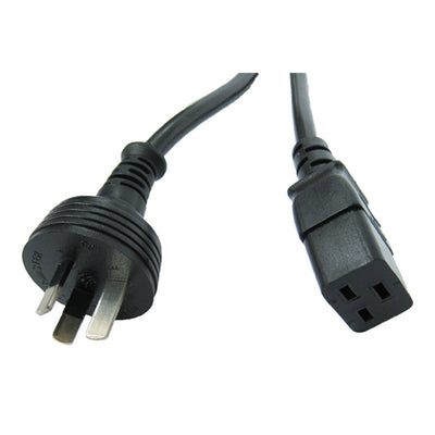 RackPower CM2NC200 - 15A 3 pin plug to 16A C19 IEC socket on 2m 1.5mm2 Black lead