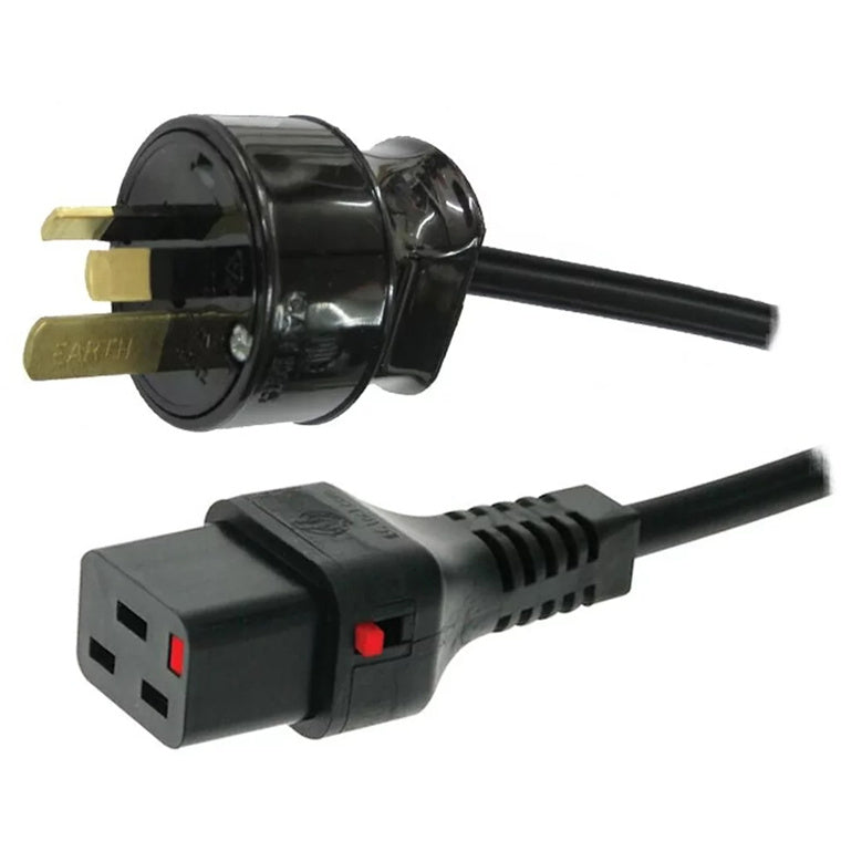 IEC-Lock CM2NK250 - 15A 3-poliger Stecker auf 16A C19 IEC-Verriegelungsbuchse an 2,5m 1,5mm2 schwarzem Kabel