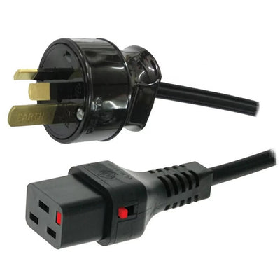 IEC-Lock CM2NK250 - 15A 3-poliger Stecker auf 16A C19 IEC-Verriegelungsbuchse an 2,5m 1,5mm2 schwarzem Kabel