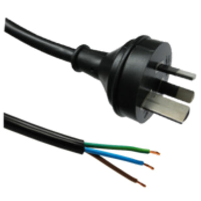 RackPower CM2NX300 - 15A 3 pin plug to bare end on 3m 1.5mm2 black lead