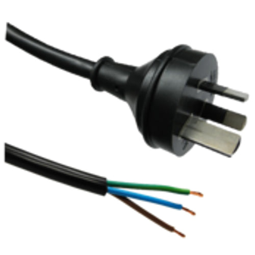 RackPower CM2NX300 - 15A 3 pin plug to bare end on 3m 1.5mm2 black lead