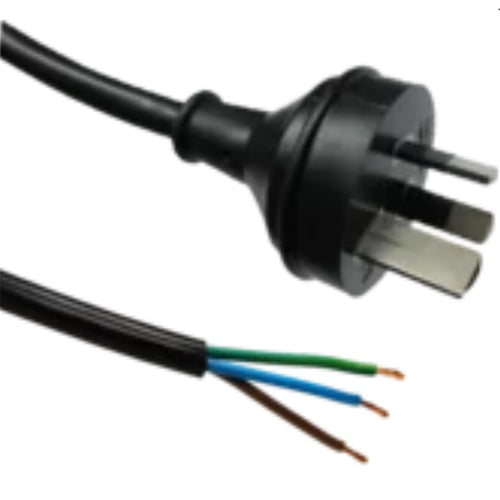 RackPower CM2NX300-1X - 10A 3 pin plug to bare end on 3m 1.5mm2 black lead
