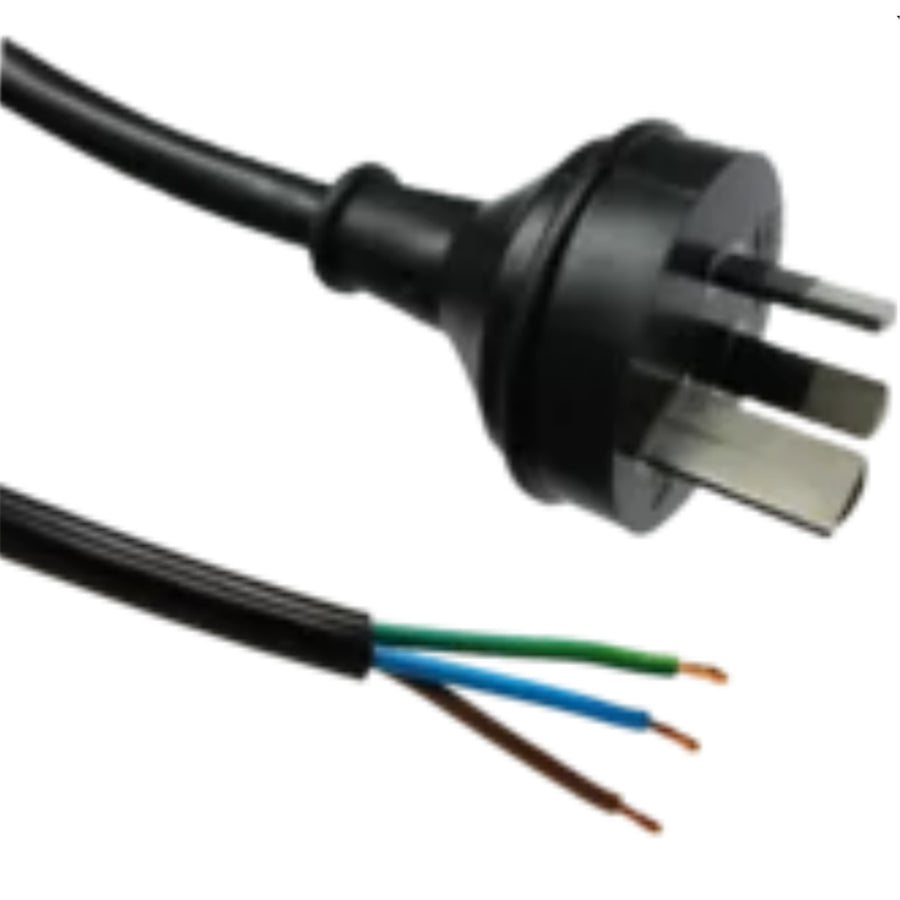 RackPower CM2NX300-1X - 10A 3 pin plug to bare end on 3m 1.5mm2 black lead