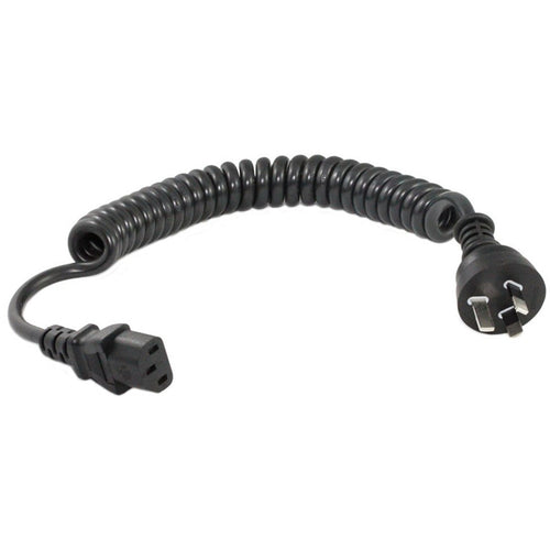 RackPower CM0NC300-LC - 10A 3 pin plug to 10A C13 IEC socket on 3m 0.75mm2 Black curly lead