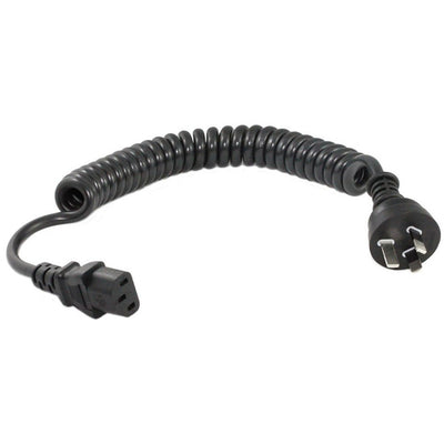 RackPower CM0NC300-LC - 10A 3 pin plug to 10A C13 IEC socket on 3m 0.75mm2 Black curly lead