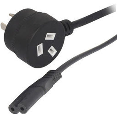 RackPower CM0NF200-PTP - 3 pin Tapon plug to Fig 8 socket on 2m 0.75mm2 Black lead