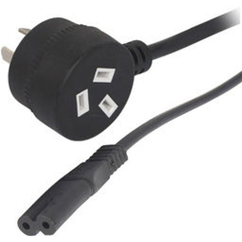 RackPower CM0NF200-PTP - 3 pin Tapon plug to Fig 8 socket on 2m 0.75mm2 Black lead