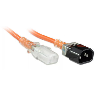 RackPower CM1CC500M - 10A C14 IEC Clear plug to 10A C13 IEC Clear socket on 5m 1mm2 Orange lead