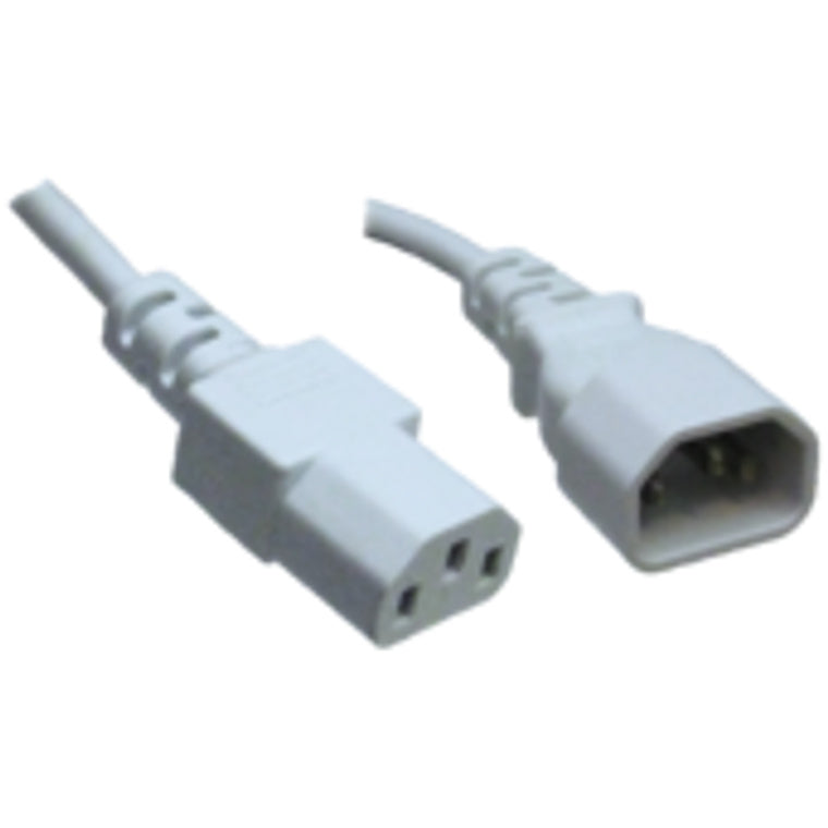 RackPower CM1CC500W - 10A C14 IEC-Stecker auf 10A C13 IEC-Buchse an 5m 1mm2 weißem Kabel
