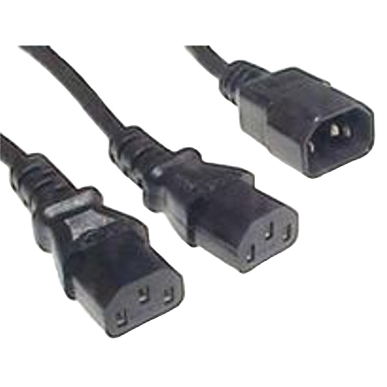 RackPower CM1CCC250 RackPower  CM1CCC250 10A - 2x C13 Power Splitter Cable - 2.5m - Black
