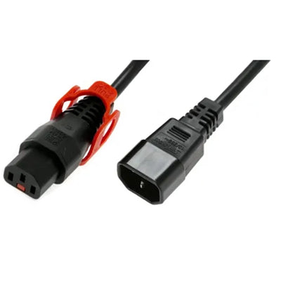 CM1CK200-K - 10A C14 IEC-Stecker auf 10A C13 IEC-Lock (Rear Pull) Buchse an 2m 1mm2 Schwarzem Kabel