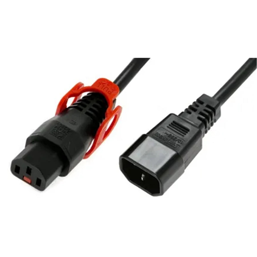 CM1CK400-K - 10A C14 IEC Stecker auf 10A C13 IEC-Lock (Rear Pull) Buchse an 4m 1mm2 schwarzem Kabel
