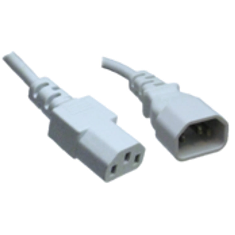RackPower CM0CC030W - 10A C14 IEC plug to 10A C13 IEC socket on 0.3m 0.75mm2 White lead