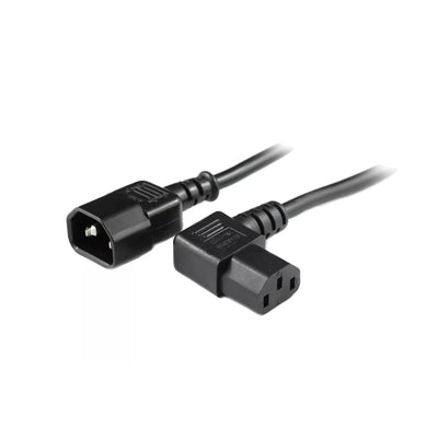 RackPower CM0CC100-SR - 10A C14 IEC plug to 10A C13 IEC right angled socket on 1m 0.75mm2 Black lead