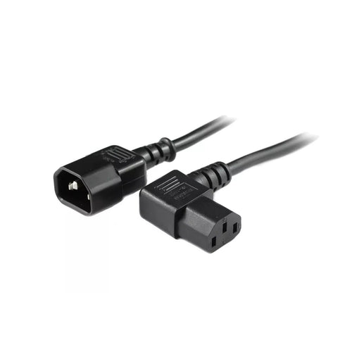 RackPower CM0CC100-SR - 10A C14 IEC plug to 10A C13 IEC right angled socket on 1m 0.75mm2 Black lead