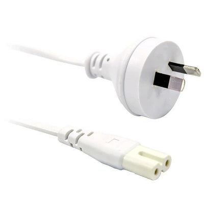 RackPower CM0NF100W - 10A 2 pin plug to C7 IEC Figure 8 socket on 1m 0.75mm2 White lead