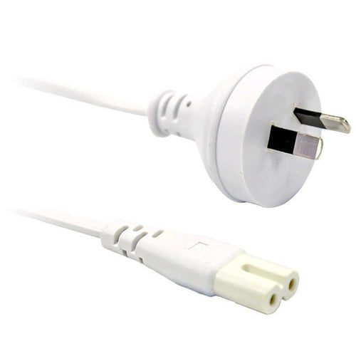 RackPower CM0NF100W - 10A 2 pin plug to C7 IEC Figure 8 socket on 1m 0.75mm2 White lead