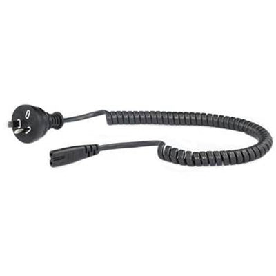 RackPower CM0NF200-LC - 10A 2 pin plug to C7 IEC Figure 8 socket on 2m 0.75mm2 Black curly lead.