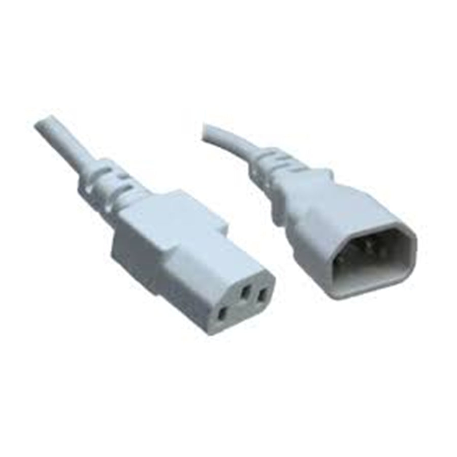 RackPower CM1CC200W – 10A C14 IEC-Stecker auf 10A C13 IEC-Buchse an 2m 1mm2 Weißem Kabel