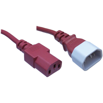 RackPower CM1CC800R - 10A C14 IEC plug to 10A C13 IEC socket on 8m 1mm2 Red