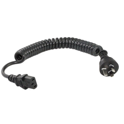 RackPower CM1NC500-LC - 10A 3 pin plug to 10A C13 IEC socket on 5m 1mm2 Black curly lead