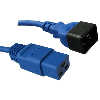 RackPower CM2CC075B - 16A C20 IEC plug to 16A C19 IEC socket on 0.75m 1.5mm2 Blue lead