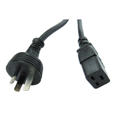 RackPower CM2NC300-12 - 10A 3 pin plug to 16A C19 IEC socket on 3m 1.5mm2 Black lead (WARNING -For use with 10A/2400W max rated equipment only)