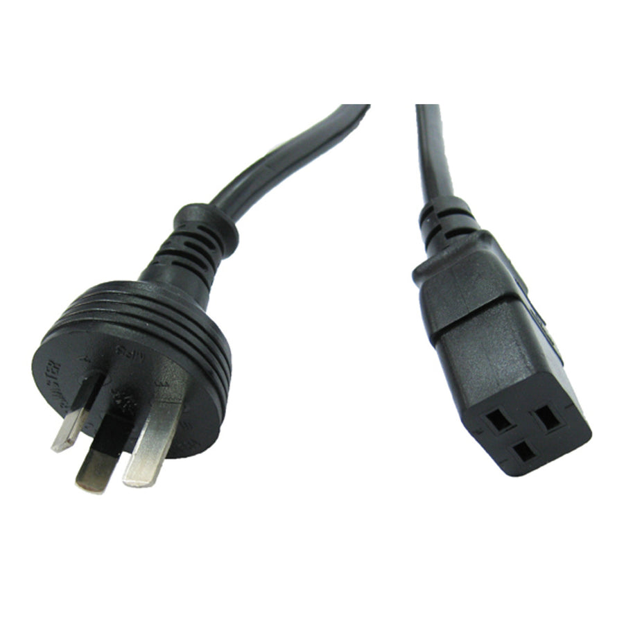 RackPower CM2NC300-12 - 10A 3-poliger Stecker auf 16A C19 IEC-Buchse an 3m 1,5mm2 schwarzem Kabel (WARNUNG - Nur zur Verwendung mit Geräten bis max. 10A/2400W)