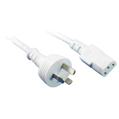 RackPower CM1NC250W - 10A 3 pin plug to 10A C13 IEC socket on 2.5m 1mm2 White lead