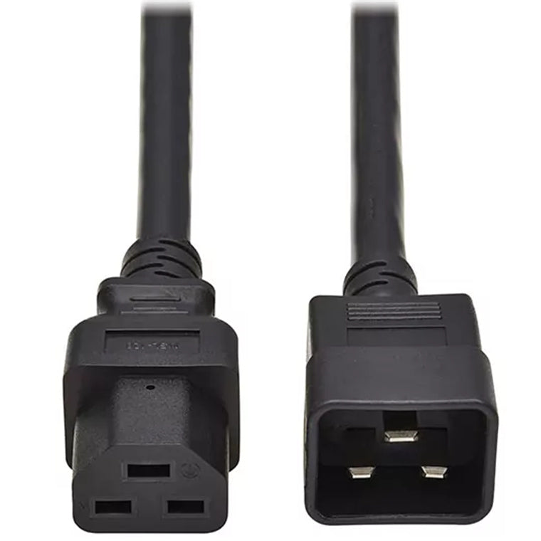 RackPower CM2CH200 - 16A C20 IEC moulded plug to 16A C21 155 degree high temperature socket on 2m 1.5mm2 Black PVC lead