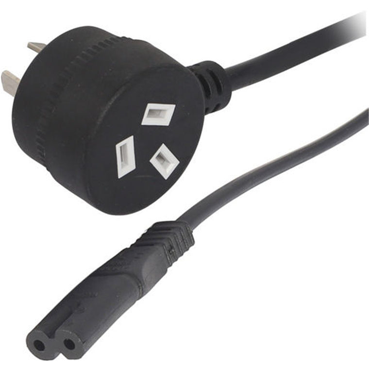 RackPower CM0NF075-PTP – 10A 3-poliger Tapon-Stecker auf 2m 0,75mm2 schwarzes Kabel mit Gerätebuchse (8-förmig)