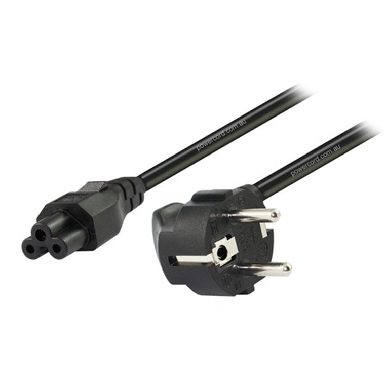 RackPower CM0SL200-PB – Schuko-Stecker auf Clover 2m schwarzes Kabel