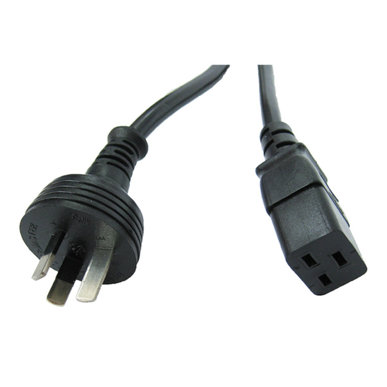 RackPower CM2NC200-12 - 10A 3-poliger Stecker auf 16A C19 IEC-Buchse an 2m 1,5mm2 Schwarzem Kabel (WARNUNG - Nur mit Geräten bis max. 2400W/10A verwenden)