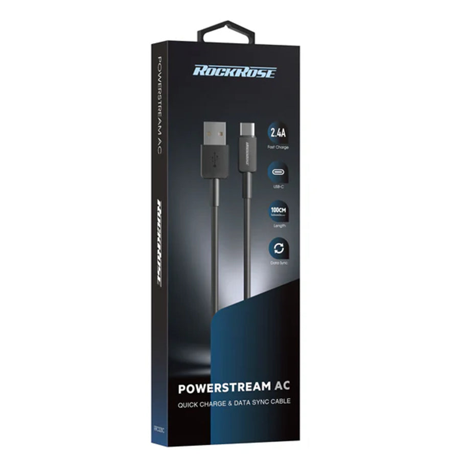 RockRose Powerstream  2.4A USB-A to USB-C Cable - 1m