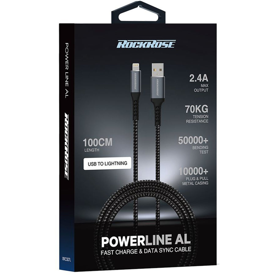 RockRose Powerline   USB-A to Lightning Cable - 1m