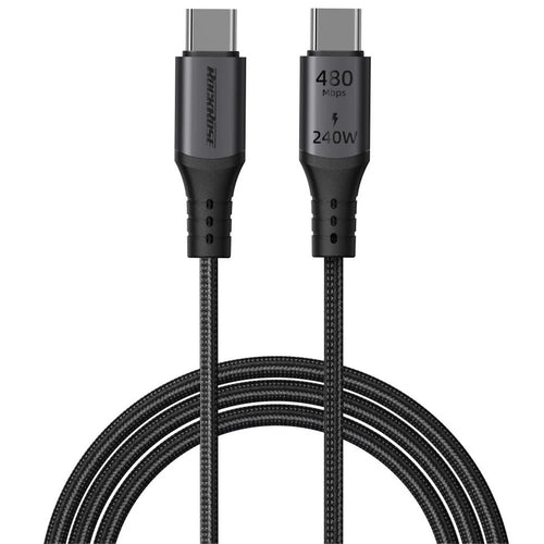 RockRose Powerline Pro Max 240W USB-C to USB-C Cable - 1m - Dark Grey