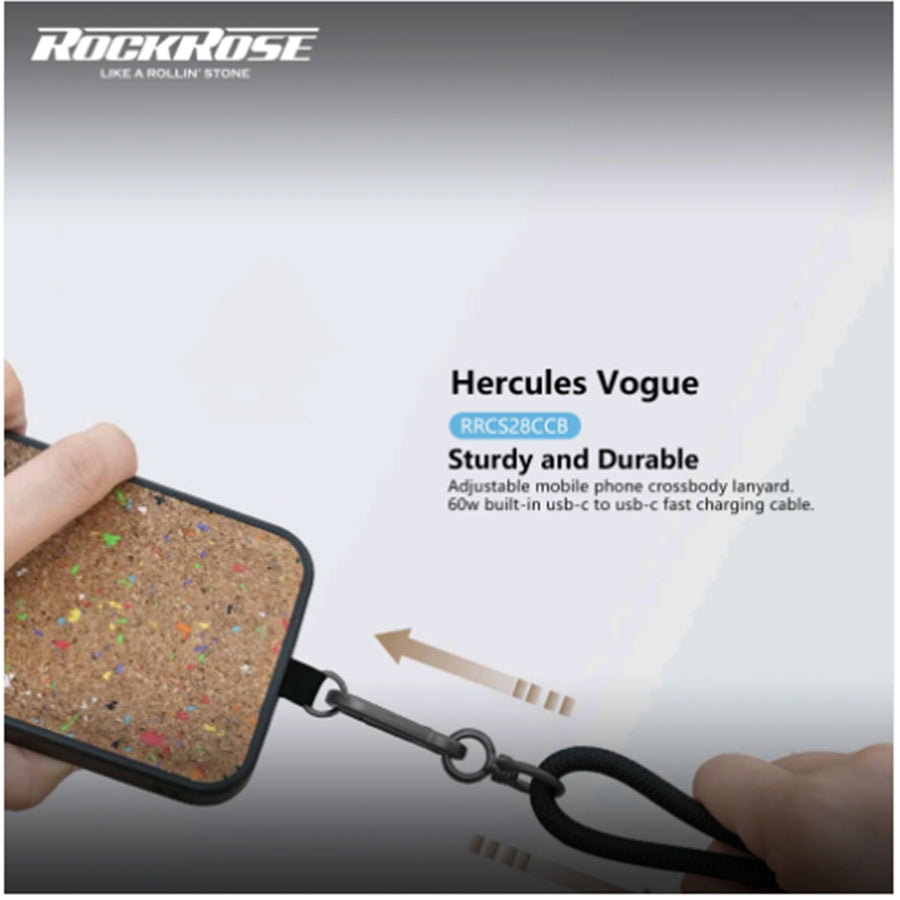 RockRose Hercules Vogue  1.6m USB-C to USB-C 60W Adjustable Crossbody Lanyard Smart Phone cable